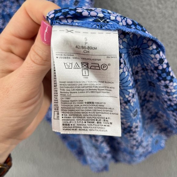 Banana Republic Floral Blouse Womens Blue Polyester Sleeveless Pleated Size S - Picture 6 of 10